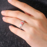 Queen Conch Pearl & White Diamond 18k Solid White Gold Ring (Customize), Strombus Gigas, Flamed Pink, Engagement ring, Customized Jewelry Etsy
