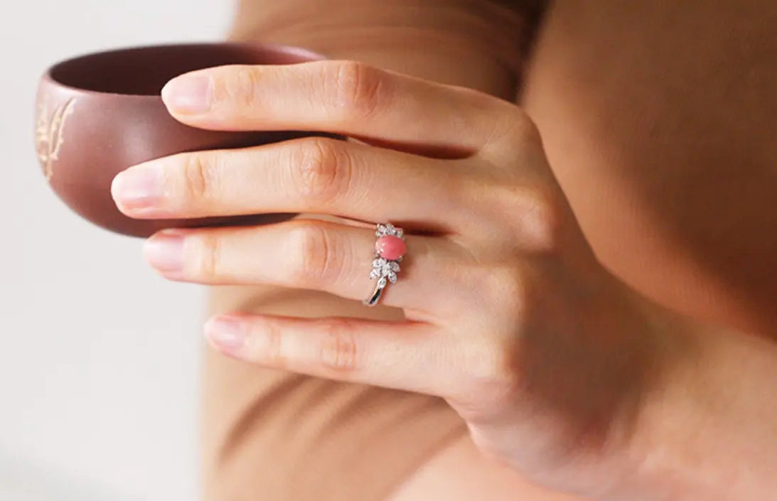 Queen Conch Pearl & White Diamond 18k Solid White Gold Ring (Customize), Strombus Gigas, Flamed Pink, Engagement ring, Customized Jewelry Etsy
