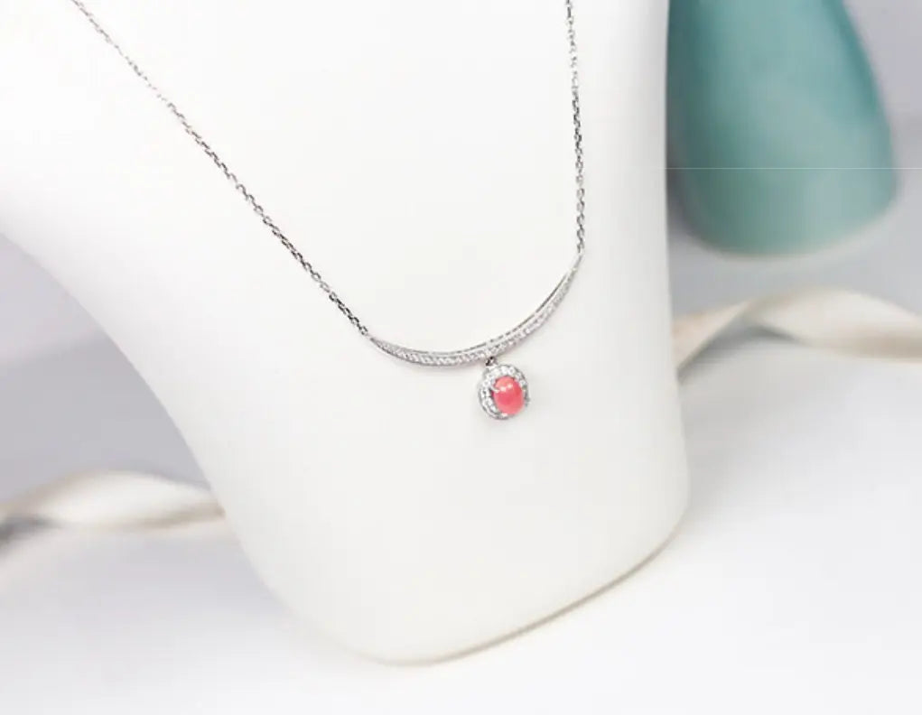 1.65ct Queen Conch Pearl & White Diamond Necklace 18K Solid White Gold Bespoke Necklace (Customize), Strombus Gigas, Flamed Pink Pearl Etsy