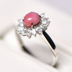 Queen Conch Pearl & Marquise White Diamond 18k Solid White Gold Ring (Customize), Strombus Gigas, Flamed Pink Pearls, Engagement ring Etsy