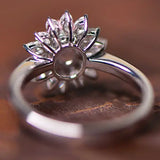 Queen Conch Pearl & Marquise White Diamond 18k Solid White Gold Ring (Customize), Strombus Gigas, Flamed Pink Pearls, Engagement ring Etsy