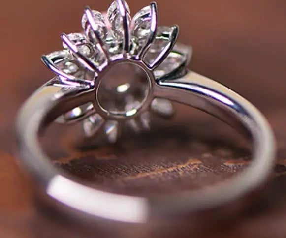 Queen Conch Pearl & Marquise White Diamond 18k Solid White Gold Ring (Customize), Strombus Gigas, Flamed Pink Pearls, Engagement ring Etsy