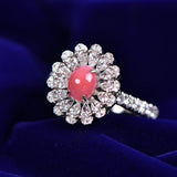 1.41Carat Queen Conch Pearl & White Diamond Ring 18K White Gold Flower Ring, Pearls Strombus Gigas, Engagement Ring Etsy