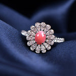 1.41Carat Queen Conch Pearl & White Diamond Ring 18K White Gold Flower Ring, Pearls Strombus Gigas, Engagement Ring Etsy