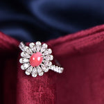 1.41Carat Queen Conch Pearl & White Diamond Ring 18K White Gold Flower Ring, Pearls Strombus Gigas, Engagement Ring Etsy