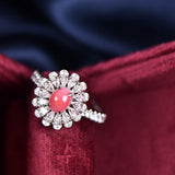 1.41Carat Queen Conch Pearl & White Diamond Ring 18K White Gold Flower Ring, Pearls Strombus Gigas, Engagement Ring Etsy