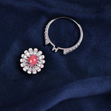 1.41Carat Queen Conch Pearl & White Diamond Ring 18K White Gold Flower Ring, Pearls Strombus Gigas, Engagement Ring Etsy