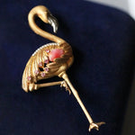 Crane Queen Conch Pearl & Pink Sapphire White Diamond 18k Solid Yellow Gold Brooch, Natural Queen Conch Pearl, Fine Jewelry Etsy