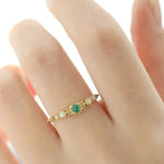 Emerald & Pearl, Opal Ring Handmade 18K Solid Yellow Gold Ring, Cluster Rings, Anniversary Gift Idea, Retro Jewelry Etsy