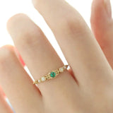 Emerald & Pearl, Opal Ring Handmade 18K Solid Yellow Gold Ring, Cluster Rings, Anniversary Gift Idea, Retro Jewelry Etsy