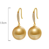 12mm Natural Golden South Sea Pearl Earrings, 18K Champagne Gold Earring Earrings Etsy