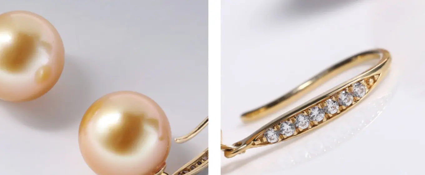 12mm Natural Golden South Sea Pearl Earrings, 18K Champagne Gold Earring Earrings Etsy