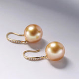 12mm Natural Golden South Sea Pearl Earrings, 18K Champagne Gold Earring Earrings Etsy
