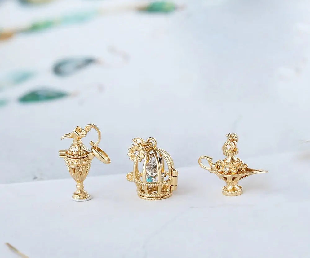 Grimm's Fairy Carved Handmade Necklace 18K Yellow Solid Gold Carving Necklace, Gift for Her, Anniversary Gift Idea, Retro Jewelry, Kettle Etsy