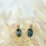 Natural Garnet & Topaz White Diamond Earrings Handmade 18K Solid Yellow Gold Star Earrings, Gift for Her Anniversary Gift Idea Retro Jewelry Etsy
