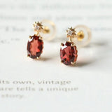 Natural Garnet & Topaz White Diamond Earrings Handmade 18K Solid Yellow Gold Star Earrings, Gift for Her Anniversary Gift Idea Retro Jewelry Etsy