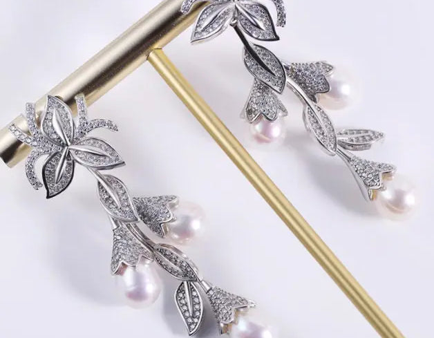 4A+ High Luster Pearl 8mm Handmade 925 Silver White Pink Pearl Earrings, Freshwater Pearl Earrings, Diamond Earrings, Gift for Mom Etsy