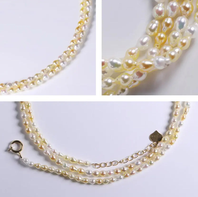 3mm Natural Akoya Baby Pearl Necklace, Handmade 18k Solid Yellow Gold Golden Baby Pearl Necklace, Colorful Baby Pearl Beaded Choker Etsy