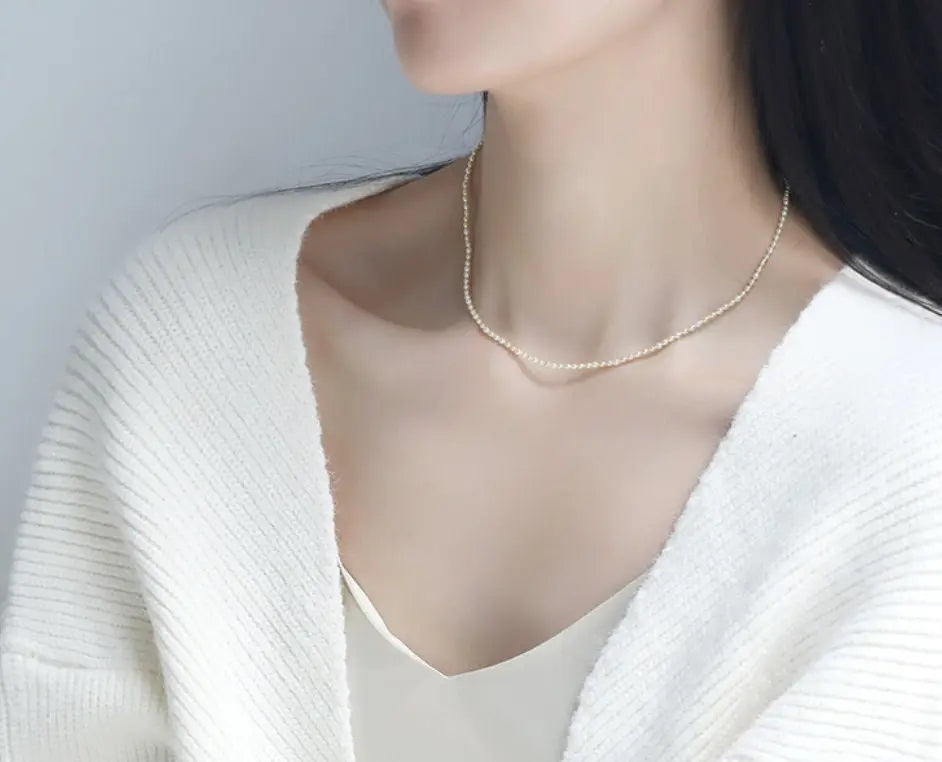 3mm Natural Akoya Baby Pearl Necklace, Handmade 18k Solid Yellow Gold Golden Baby Pearl Necklace, Colorful Baby Pearl Beaded Choker Etsy