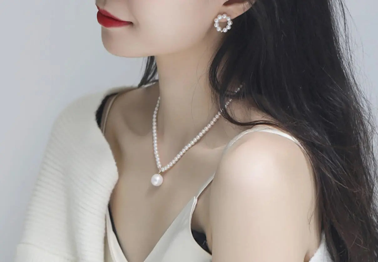 12mm Freshwater White Pink Pearl Strand Chokers - 14K Yellow Gold Etsy