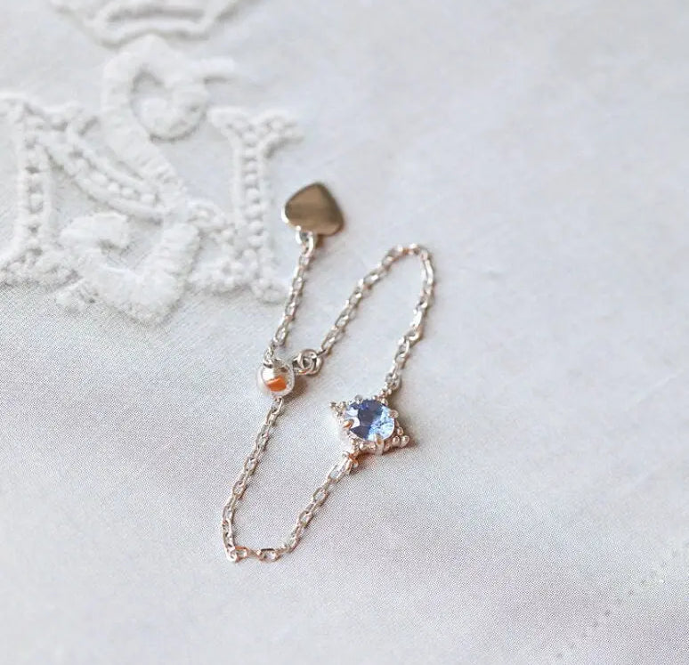 Garnet Aquamarine Topaz Larimar Diopside Ring Handmade 18K Solid Gold Ring, Chain Rings, Anniversary Gift Idea, Retro Jewelry, Gift for her - LaCorserArtJewelry