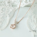 Sakura Pink Quartz & White Diamonds Necklace 18K Yellow Gold Etsy