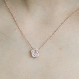 Sakura Pink Quartz & White Diamonds Necklace 18K Yellow Gold Etsy