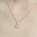 Sakura Pink Quartz & White Diamonds Necklace 18K Yellow Gold Etsy