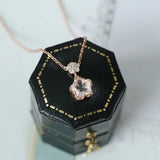 Sakura Pink Quartz & White Diamonds Necklace Handmade 18K Solid Yellow Gold Necklace, Anniversary Gift Idea, Retro Fine Jewelry Etsy