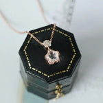Sakura Pink Quartz & White Diamonds Necklace 18K Yellow Gold Etsy