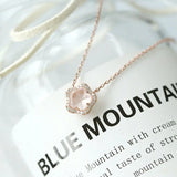 Sakura Pink Quartz & White Diamonds Necklace Handmade 18K Solid Yellow Gold Necklace, Anniversary Gift Idea, Retro Fine Jewelry Etsy