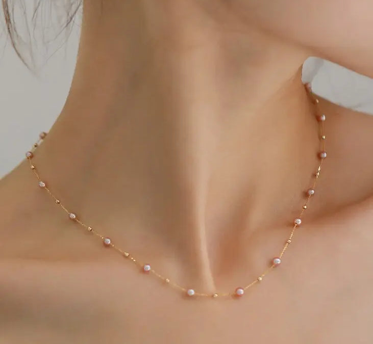 18K Yellow Gold Purple Pearl Choker - Natural High Luster Baby Pearl Necklace Etsy
