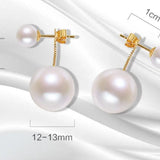 6-13mm AAA+ Freshwater White Pearl Earrings - 18K Yellow Gold Etsy