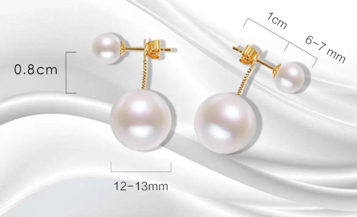 6-13mm AAA+ Freshwater White Pearl Earrings - 18K Yellow Gold Etsy