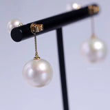 6-13mm AAA+ Freshwater White Pearl Earrings - 18K Yellow Gold Etsy