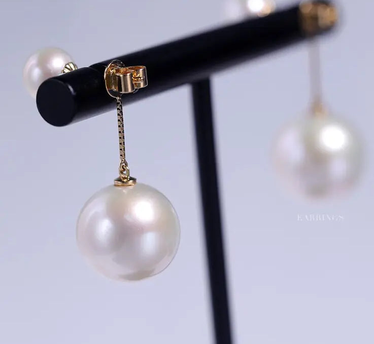 6-13mm AAA+ Freshwater White Pearl Earrings - 18K Yellow Gold Etsy