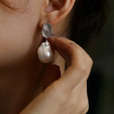 5A+ Natural High Luster Baroque Pearl Earrings, Handmade Silver 925 White Pearl Earrings, Freshwater Pearl S925 Disc Earrings Gift for Her Etsy