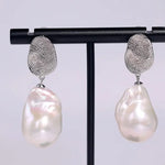 5A+ Natural High Luster Baroque Pearl Earrings, Handmade Silver 925 White Pearl Earrings, Freshwater Pearl S925 Disc Earrings Gift for Her Etsy
