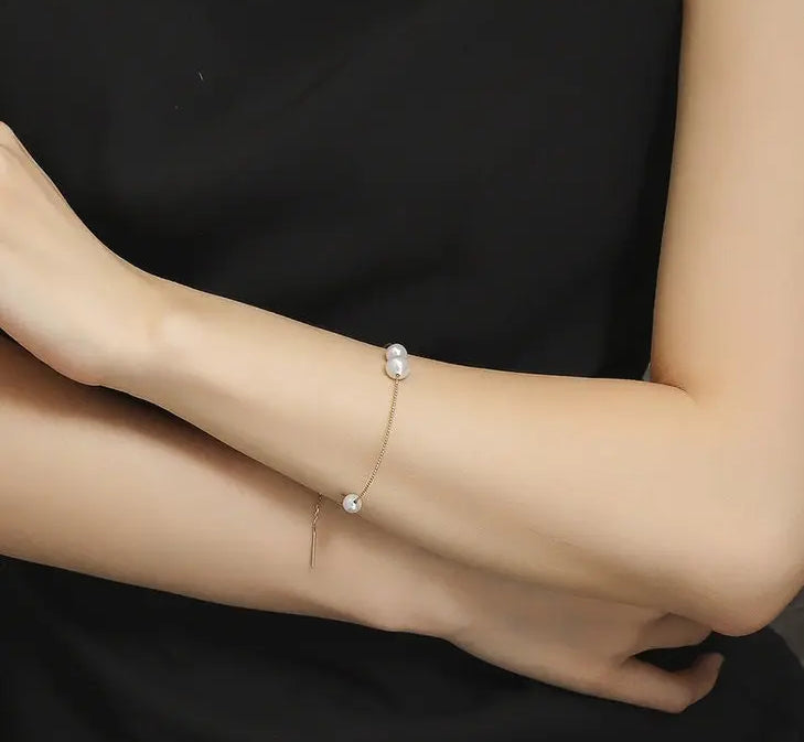 18k Yellow Gold Natural High Luster White Pearl Bracelets, Beaded Bracelets, DIY Bracelets, Anniversary Gift Idea, Gift for her Etsy