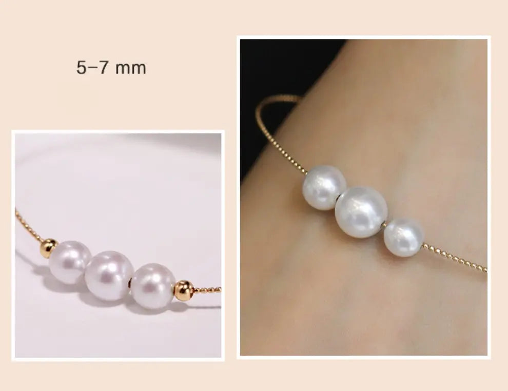 18k Yellow Gold Natural High Luster White Pearl Bracelets, Beaded Bracelets, DIY Bracelets, Anniversary Gift Idea, Gift for her Etsy