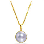 9mm Natural Silver Mabe Pearl Necklace, Handmade 18k Solid Yellow Gold Necklace, High Luster Pearl, Anniversary Gift for Mom, Gift for Her Etsy