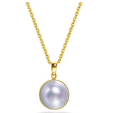 9mm Natural Silver Mabe Pearl Necklace, Handmade 18k Solid Yellow Gold Necklace, High Luster Pearl, Anniversary Gift for Mom, Gift for Her Etsy