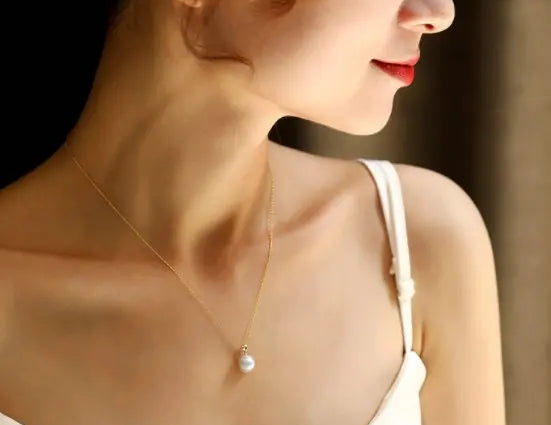 9mm Natural Silver Mabe Pearl Necklace, Handmade 18k Solid Yellow Gold Necklace, High Luster Pearl, Anniversary Gift for Mom, Gift for Her Etsy