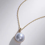 9mm Natural Silver Mabe Pearl Necklace, Handmade 18k Solid Yellow Gold Necklace, High Luster Pearl, Anniversary Gift for Mom, Gift for Her Etsy