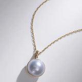 9mm Natural Silver Mabe Pearl Necklace, Handmade 18k Solid Yellow Gold Necklace, High Luster Pearl, Anniversary Gift for Mom, Gift for Her Etsy