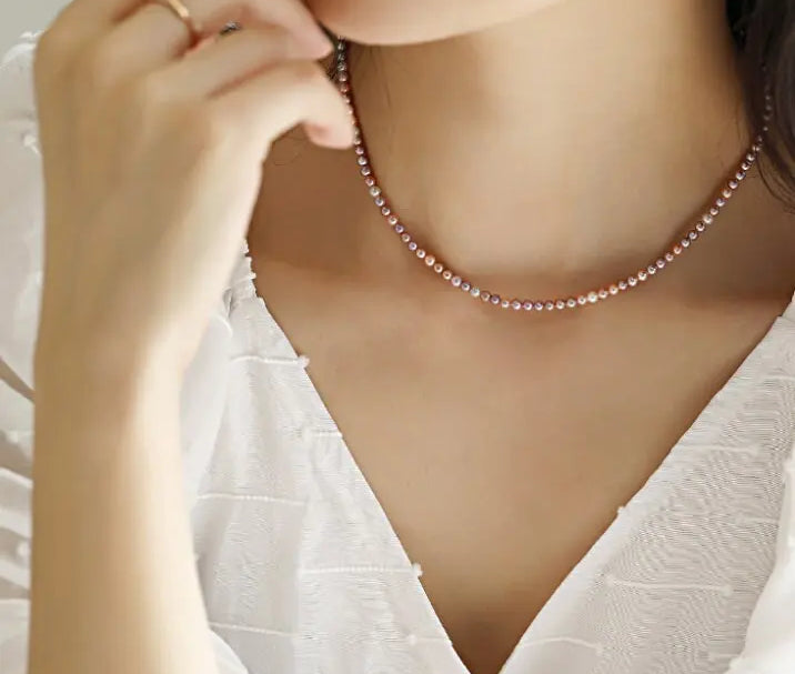 4A+ Natural High Luster Colorful Pearl Chokers, Handmade 18k Solid Yellow Gold Chokers, Purple Baby Pearl Chokers, Gift for Her Etsy