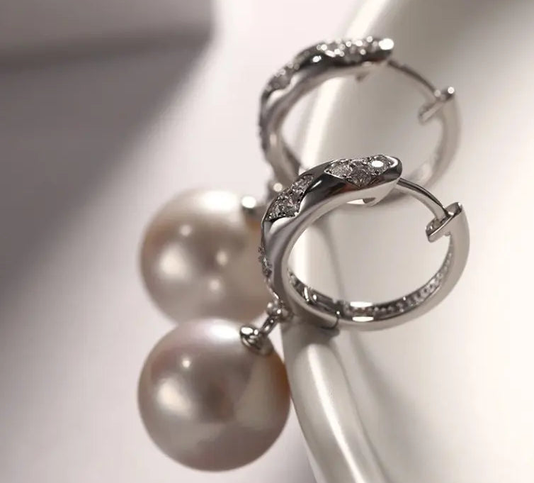 4A+ High Luster Pearl 12mm Handmade 925 Silver White Pink Pearl Earrings, Freshwater Pearl Earrings, Pink Pearl, Diamond Earrings Etsy