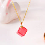 5A+ Natural Rhodochrosite Necklace, Handmade 18k Solid Gold Cube Necklace, Anniversary Wedding Gift Idea, Gift for Mom Etsy