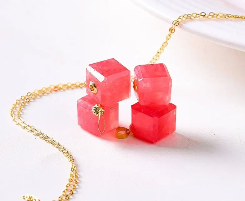 Superior Natural Rhodochrosite Necklace, 18K Gold Etsy