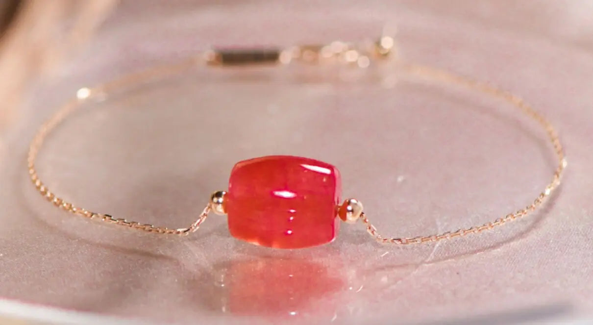 Superior Natural Rhodochrosite Bracelets, Handmade 18k Solid Yellow Gold Bracelets, Anniversary Wedding Gift Idea, Gift for Mom - LaCorserArtJewelry